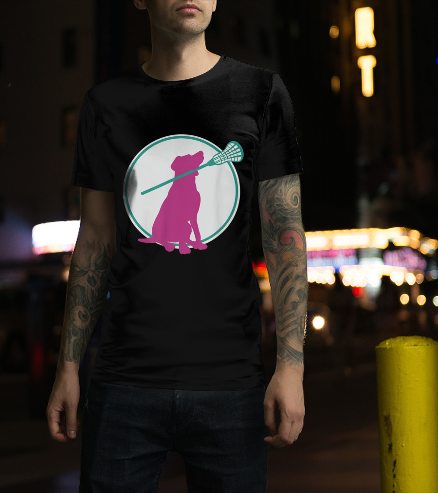 Lacrosse Dog With Girl Stick Girls Lacrosse Tees Circle T-Shirt