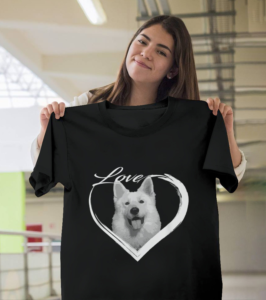 Love White German Shepherd Puppy Dog Heart T-Shirt