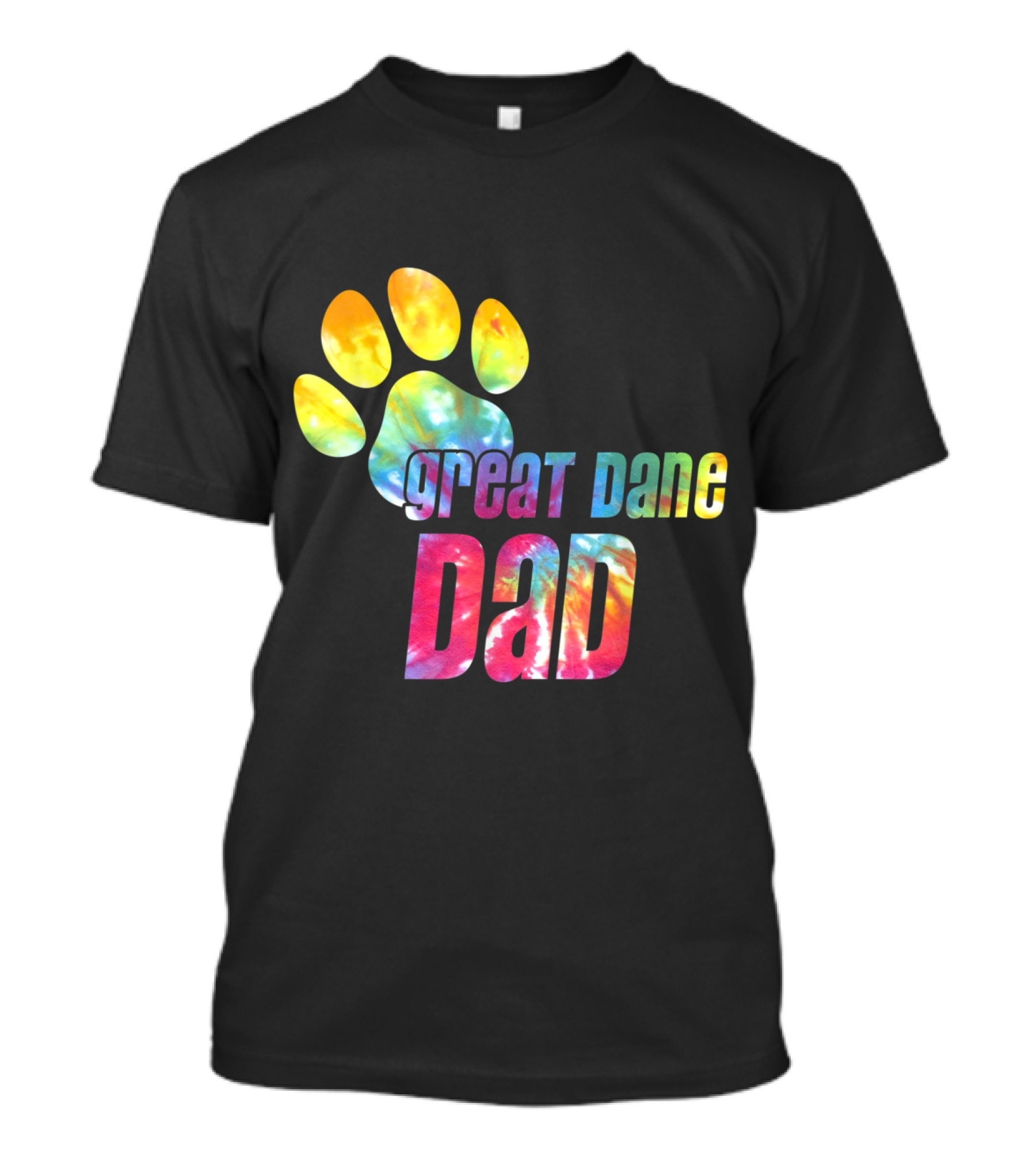 Great Dane Dad Tie Dye Paw Father's Day Dog Lovers T-Shirt
