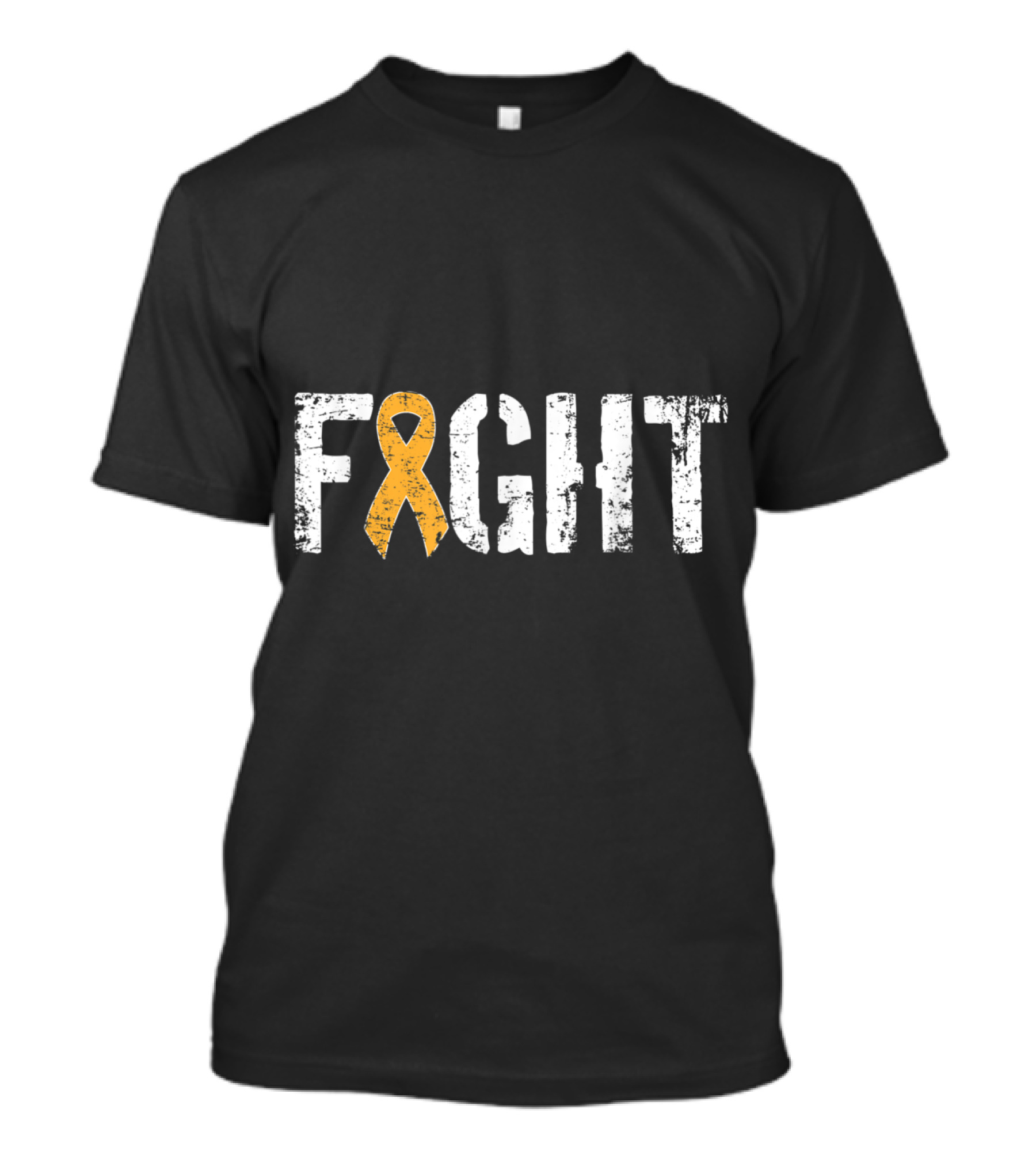 Fight Leukemia Cancer Awareness Ribbon In Military T-Shirt