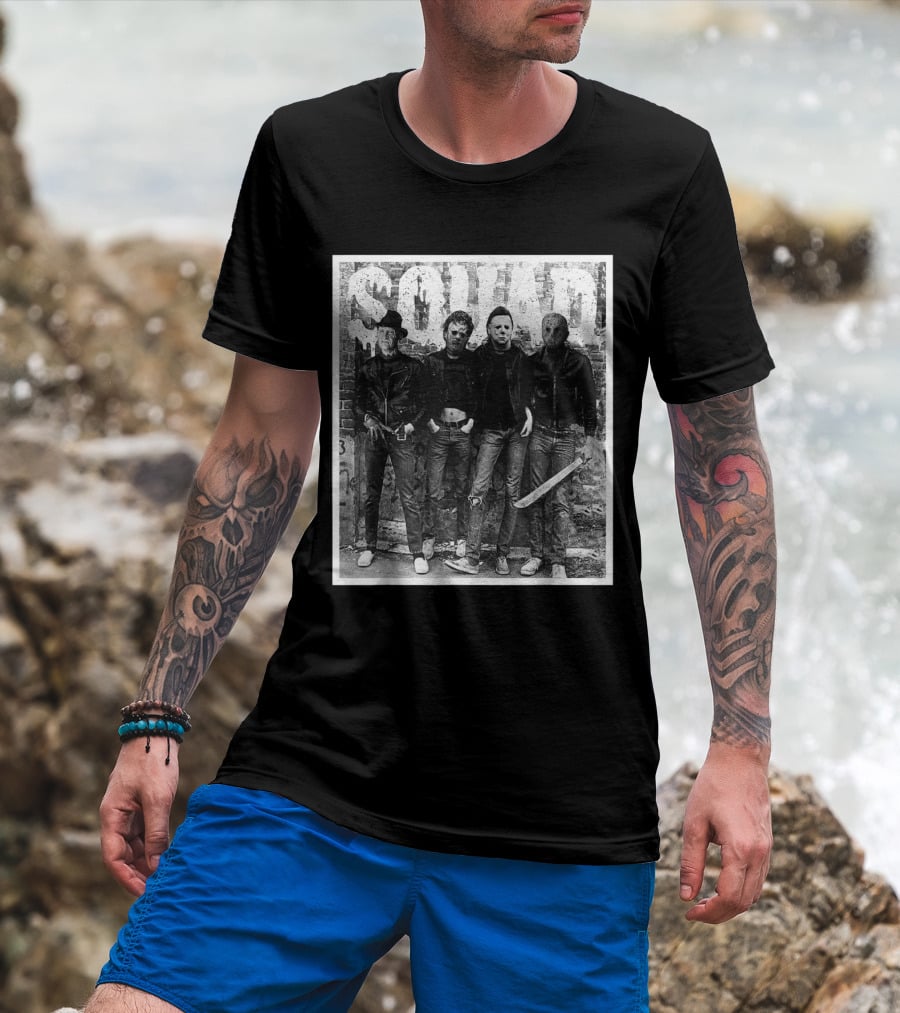 Halloween Squad Horror Icons Freddy Michael Jason Crew T-Shirt
