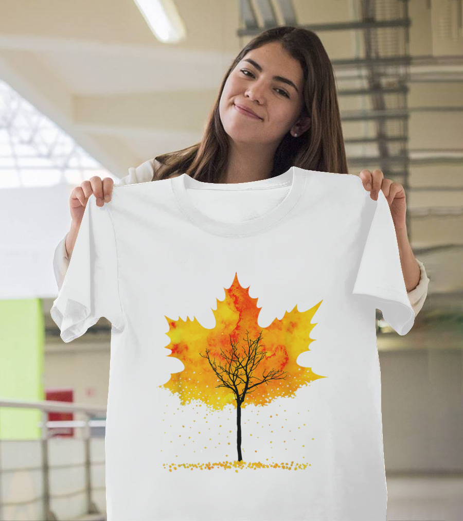 Maple Tree Autumn Leaves Fall Forest Scene T-Shirt