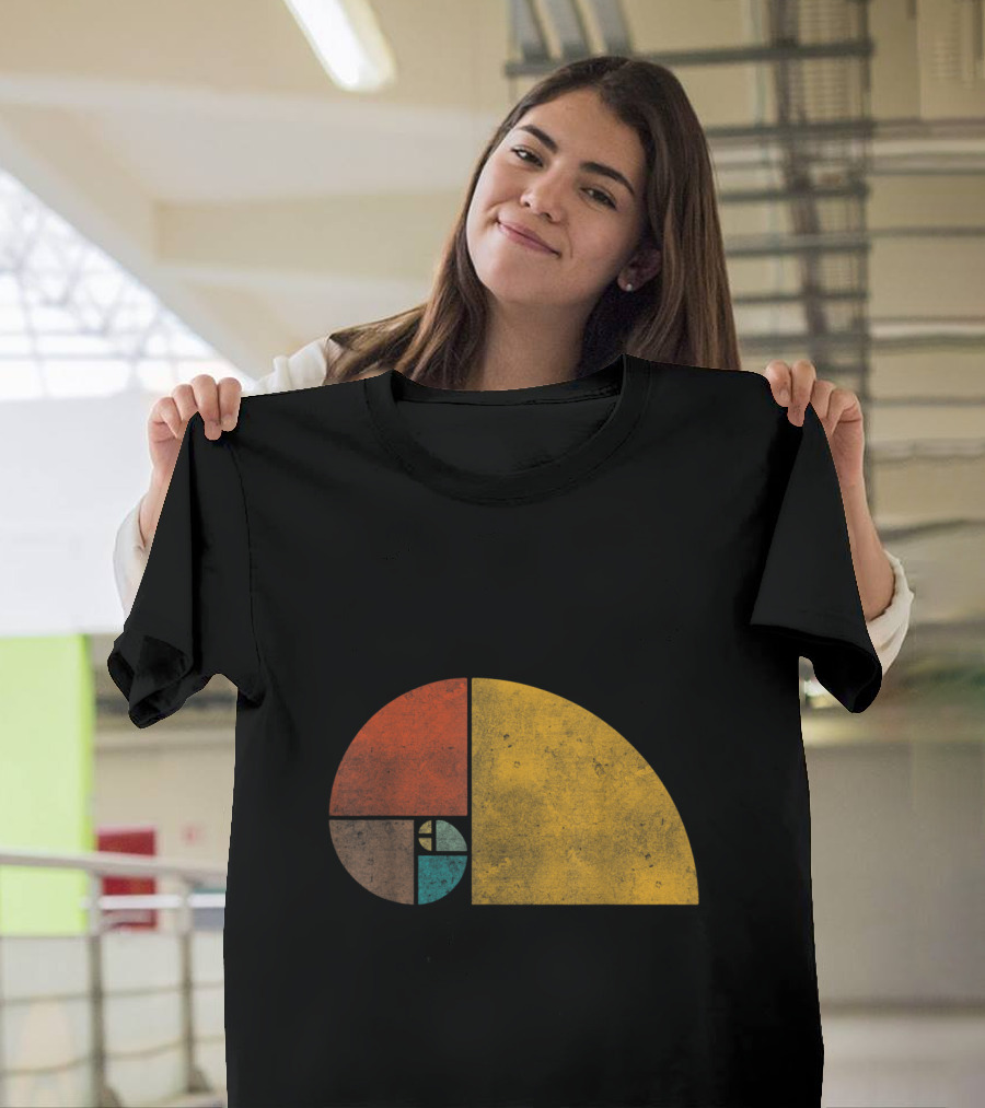 Vintage Fibonacci Golden Ratio Spiral Retro Colors T-Shirt