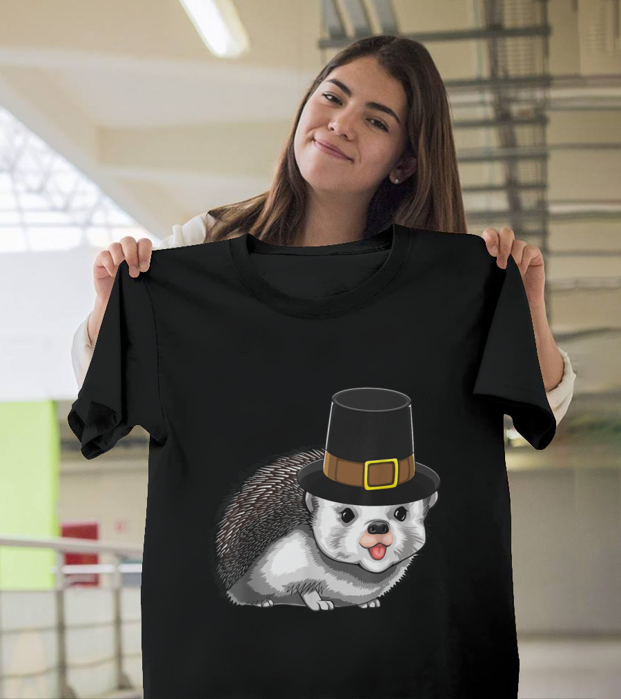 Thanksgiving Pilgrim Hedgehog Gratitude Holiday Tradition T-Shirt
