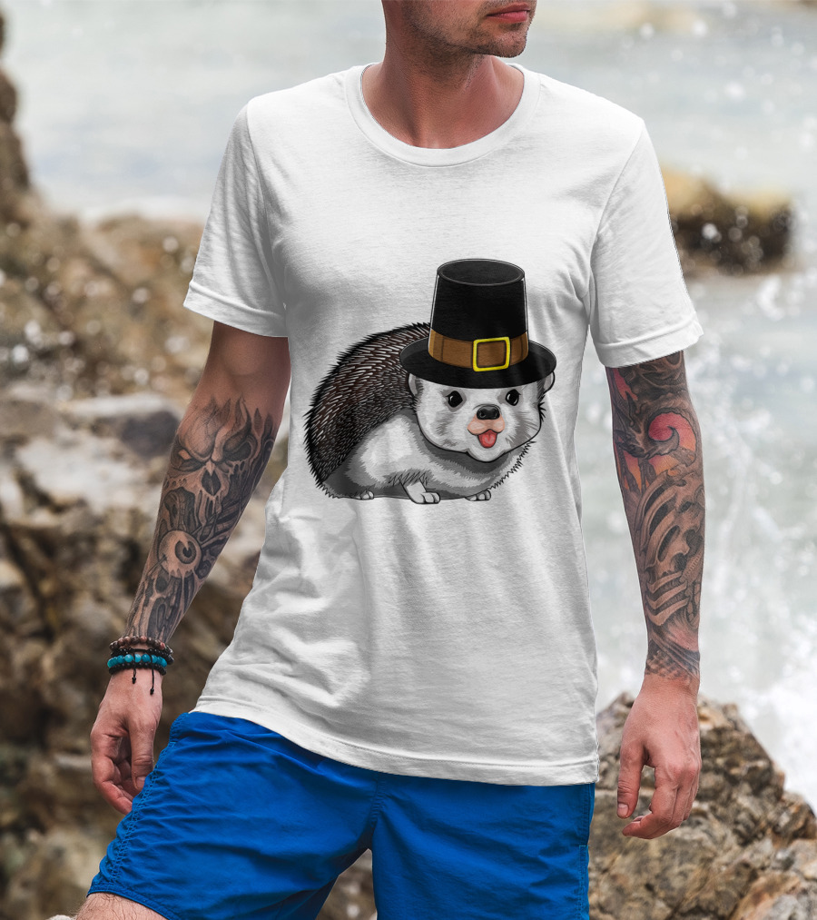 Thanksgiving Pilgrim Hedgehog Gratitude Holiday Tradition T-Shirt