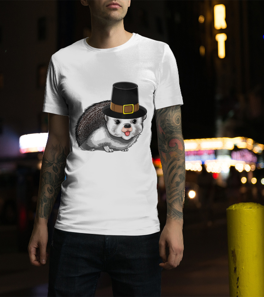 Thanksgiving Pilgrim Hedgehog Gratitude Holiday Tradition T-Shirt