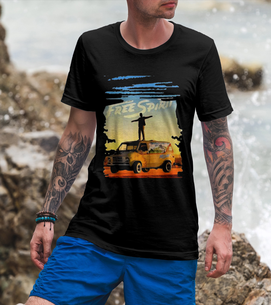Free Spirit Khalid Van Silhouette On Sunset Background T-Shirt