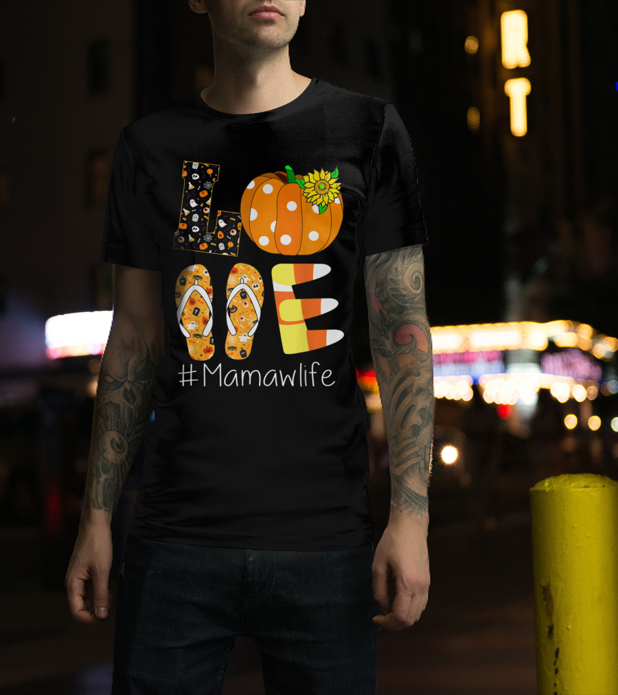 Love Pumpkin Sunflower Mamaw Life Halloween T-Shirt