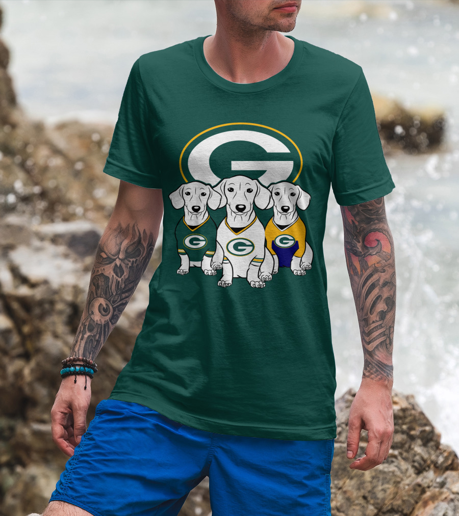 Green Bay Packers Pet Lover Dachshund Dogs Football T-Shirt