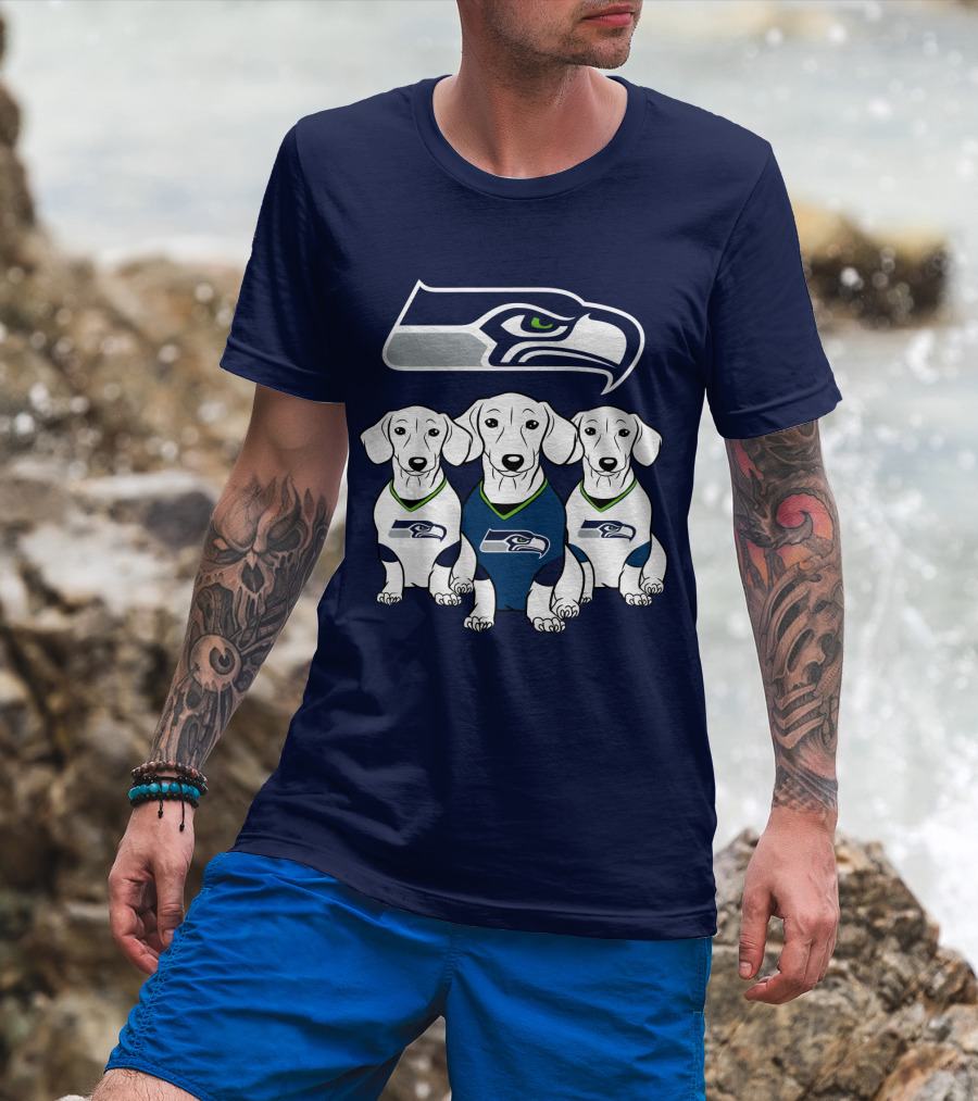 Seattle Seahawks Dachshund Dogs Football T-Shirt