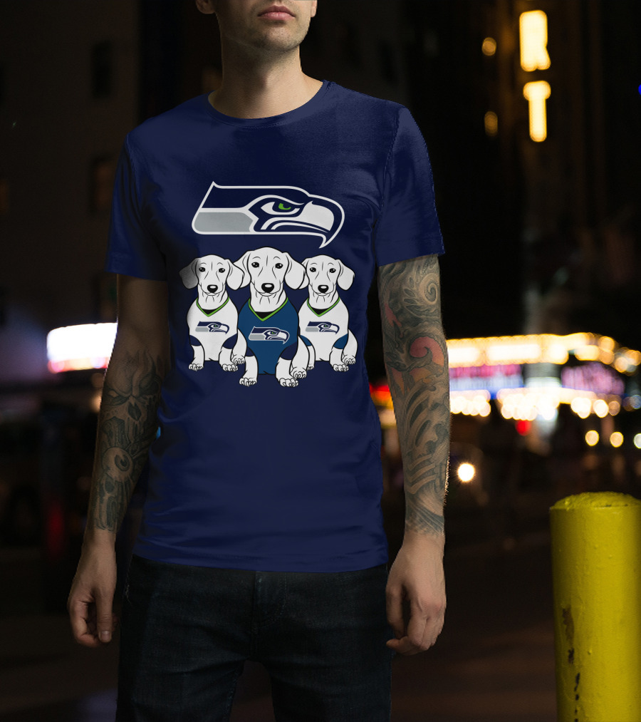 Seattle Seahawks Dachshund Dogs Football T-Shirt