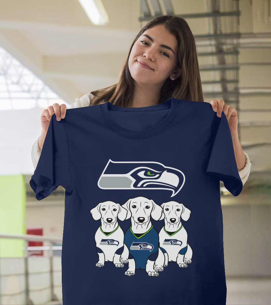 Seattle Seahawks Dachshund Dogs Football T-Shirt
