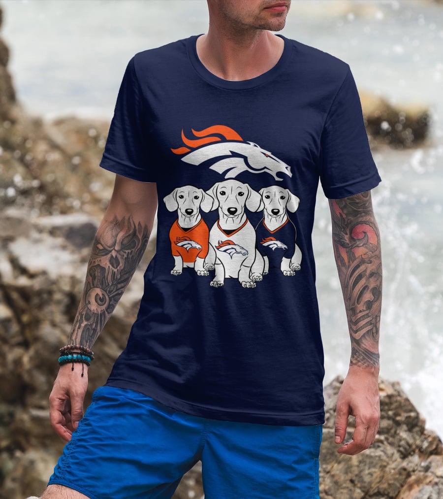 Denver Broncos Dachshunds Trio T-Shirt