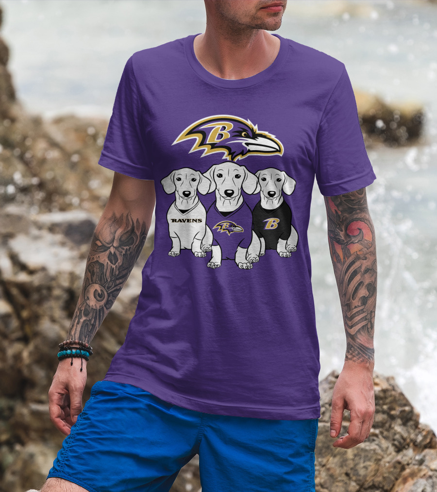 Baltimore Ravens Ravens Dachshund  Dog Trio T-Shirt