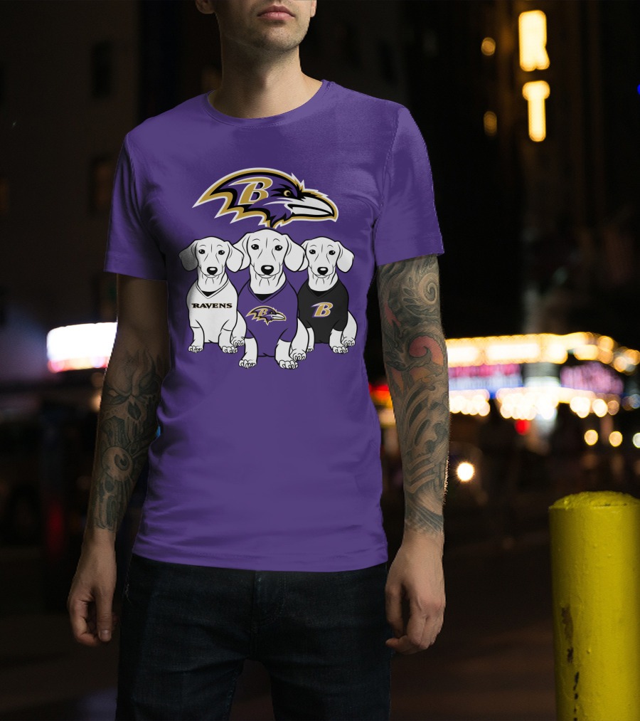 Baltimore Ravens Ravens Dachshund  Dog Trio T-Shirt