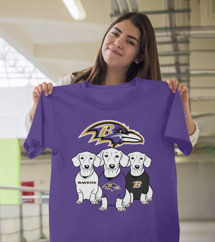 Baltimore Ravens Ravens Dachshund  Dog Trio T-Shirt