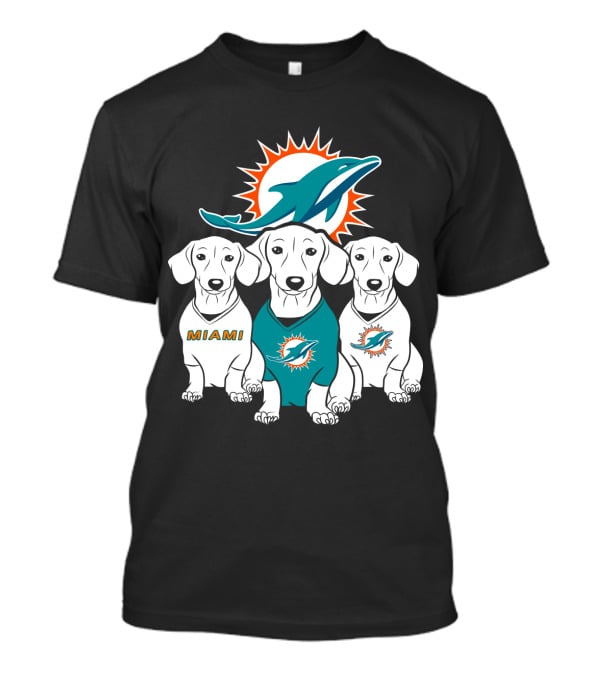 Miami Dolphins Dachshund Dogs T-Shirt