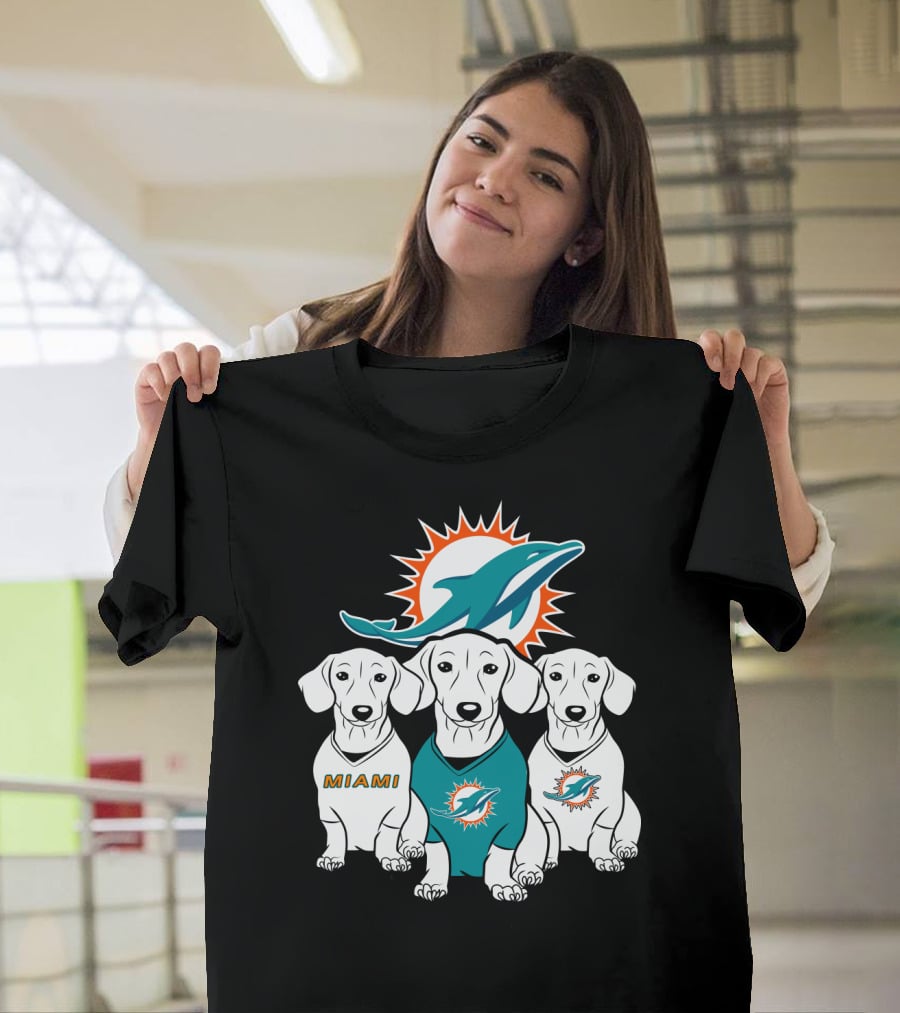 Miami Dolphins Dachshund Dogs T-Shirt