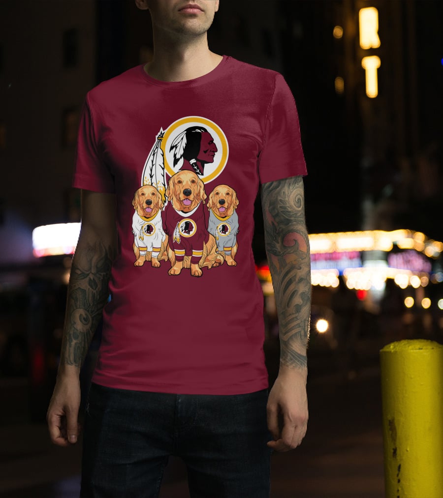 Three Golden Retrievers In Washington Football Team Jerseys T-Shirt