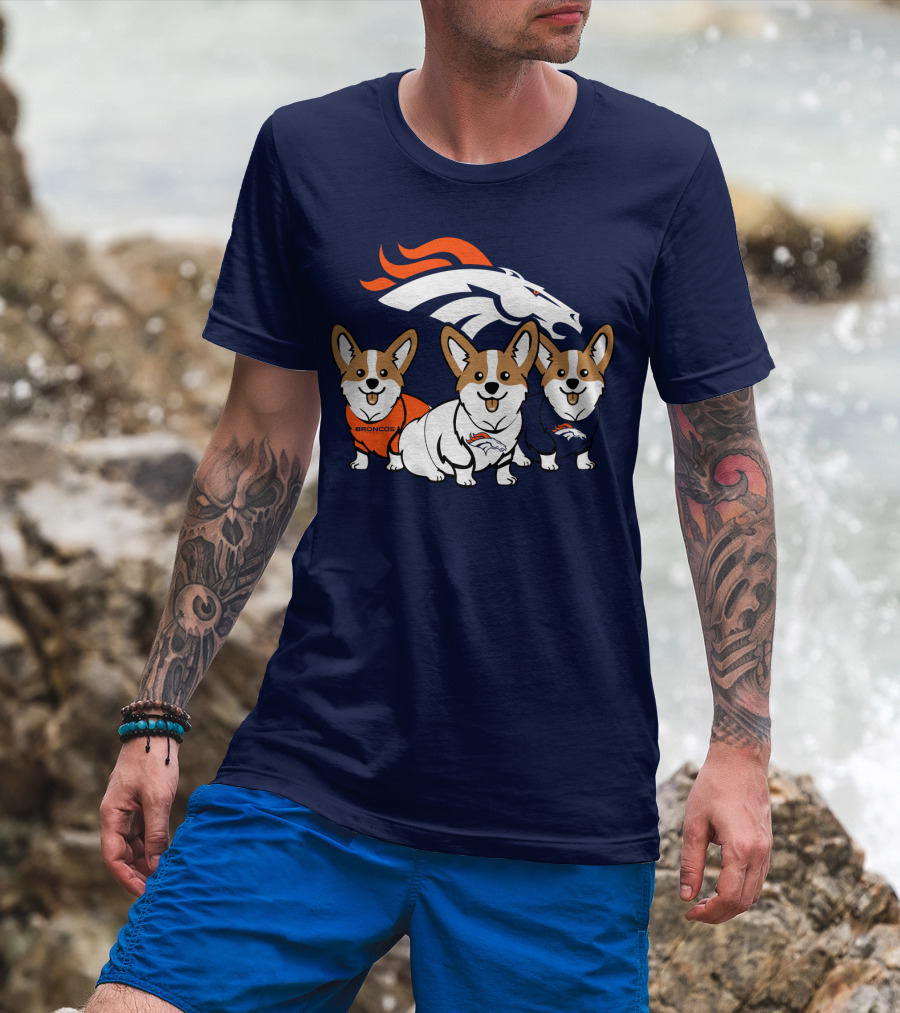 Denver Broncos Corgi Trio T-Shirt