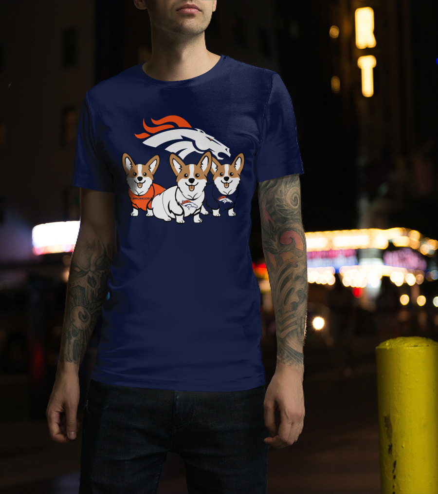 Denver Broncos Corgi Trio T-Shirt