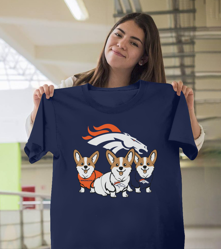 Denver Broncos Corgi Trio T-Shirt