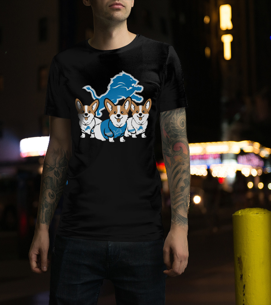 Detroit Lions Corgi Trio T-Shirt