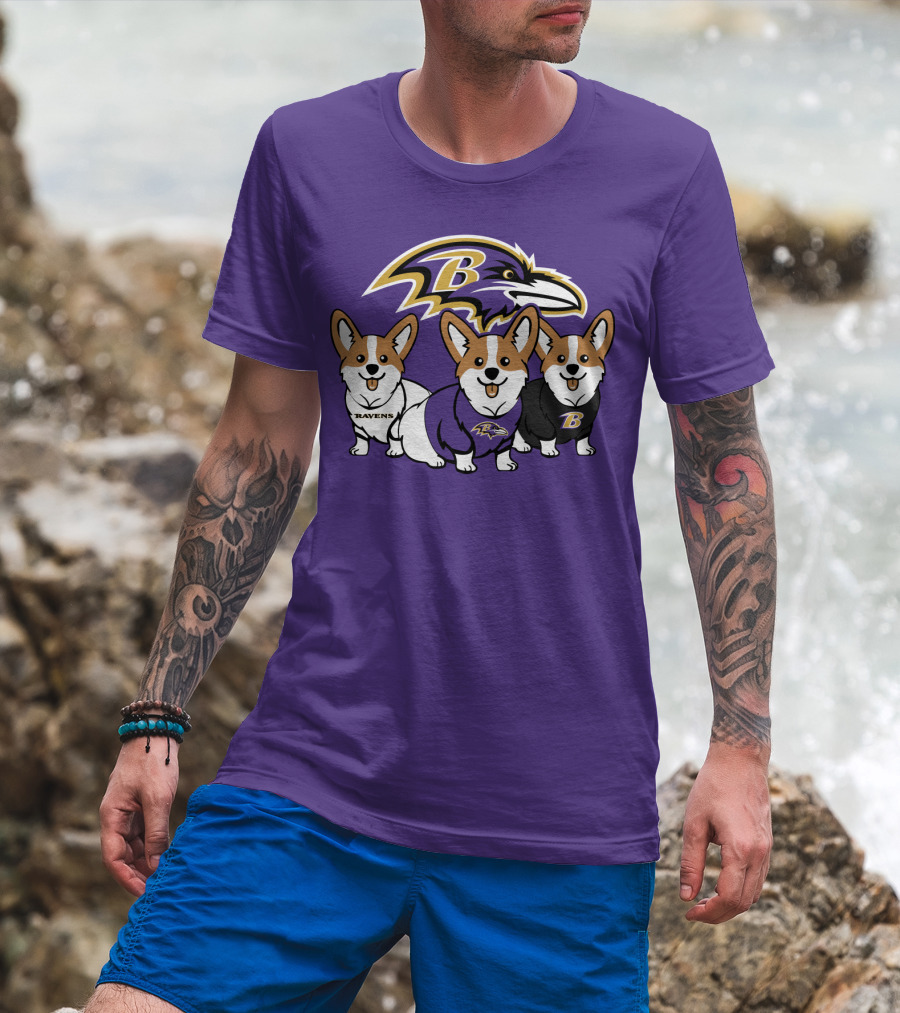 Baltimore Ravens Corgi Trio T-Shirt
