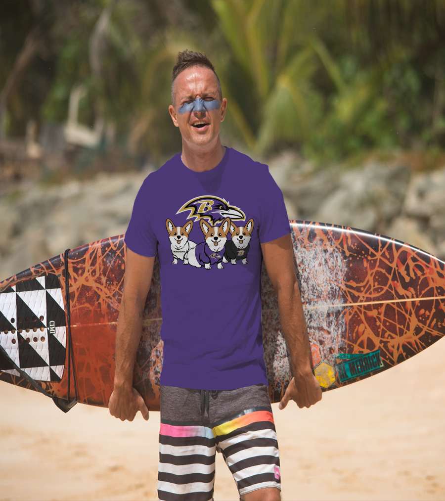 Baltimore Ravens Corgi Trio T-Shirt