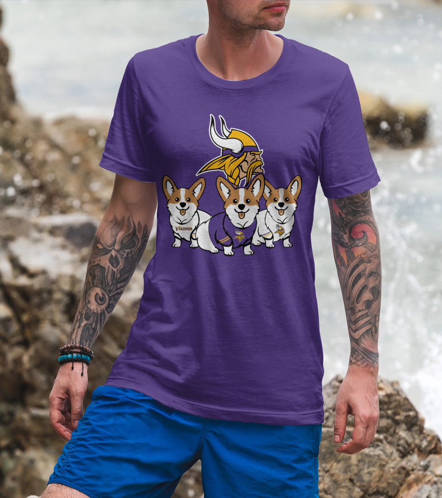 Minnesota Vikings Corgi Trio T-Shirt