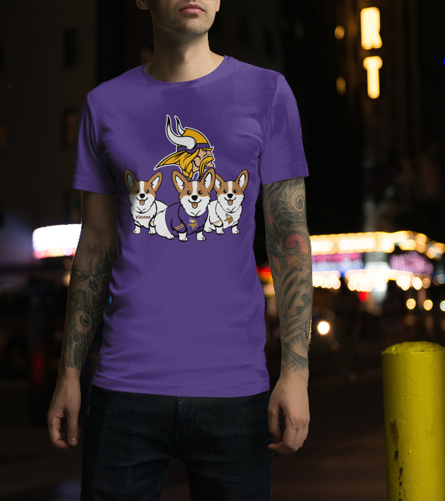 Minnesota Vikings Corgi Trio T-Shirt