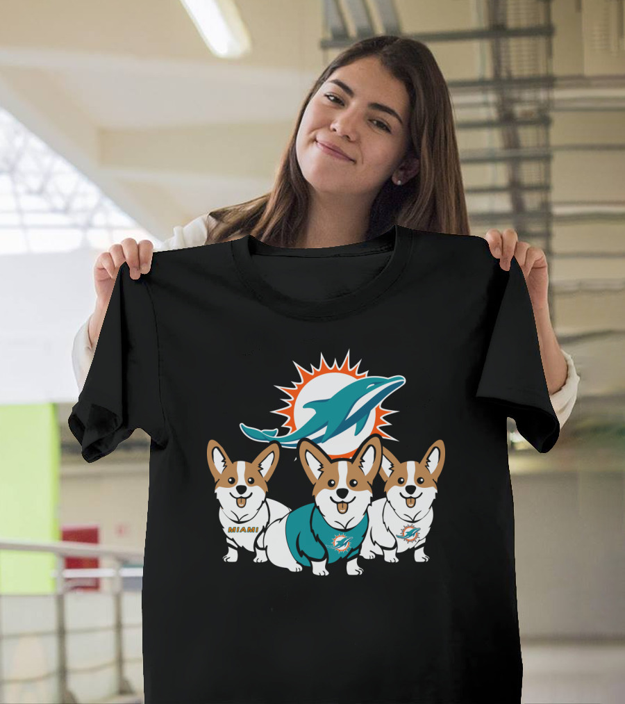 Miami Dolphins Corgi T-Shirt