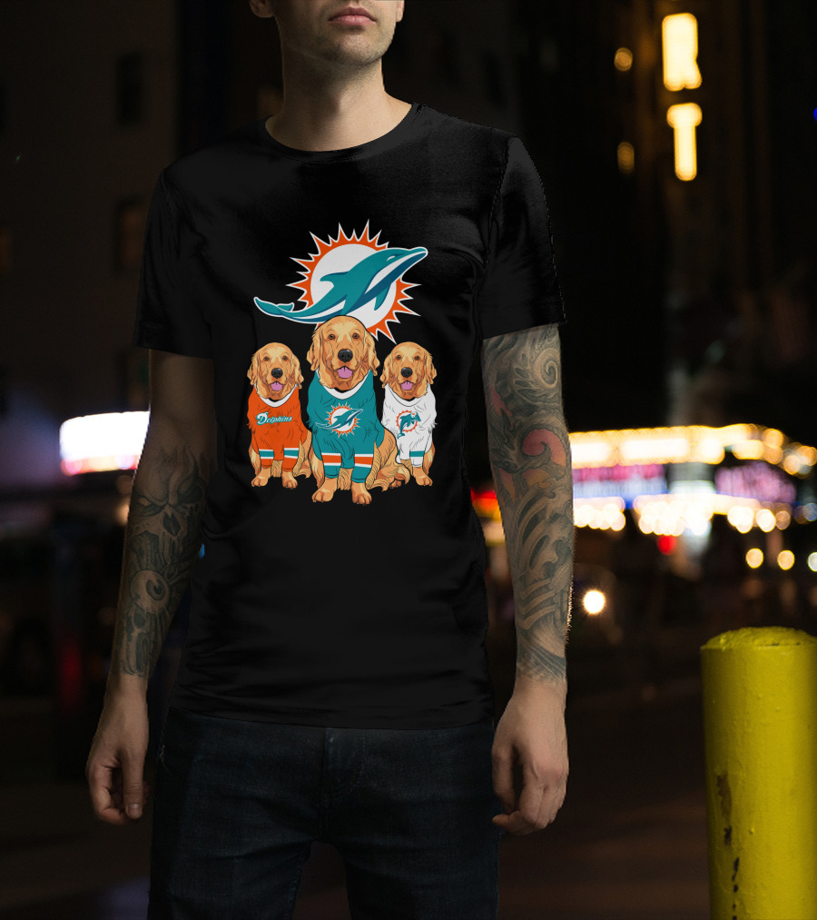 Miami Dolphins Golden Retrievers T-Shirt