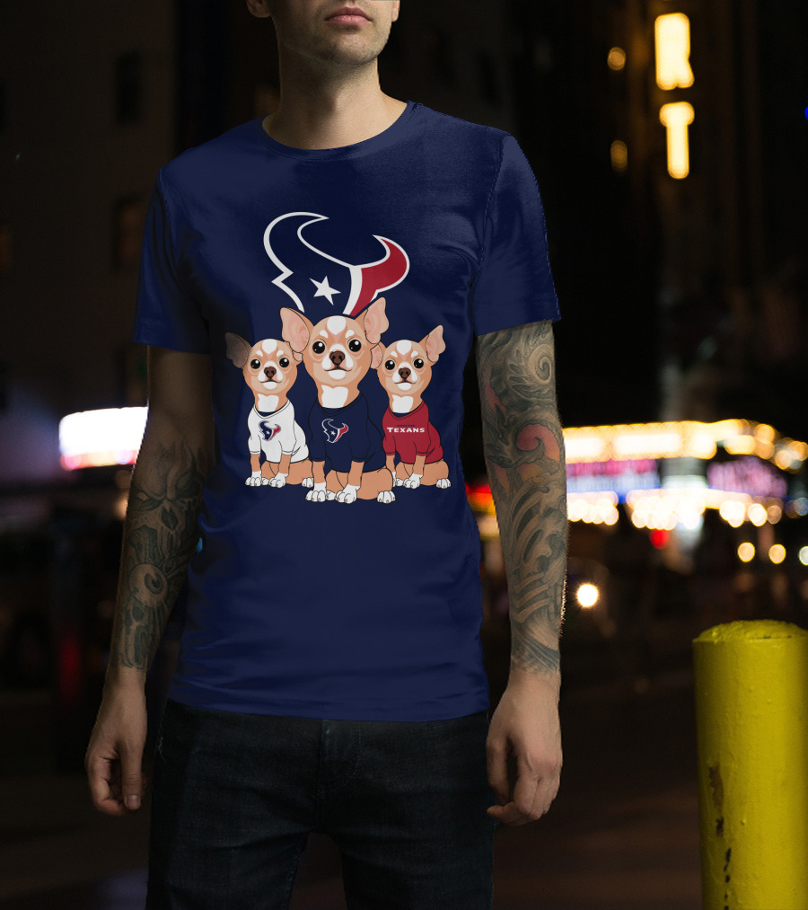 Houston Texans Chihuahua Trio Fan T-Shirt