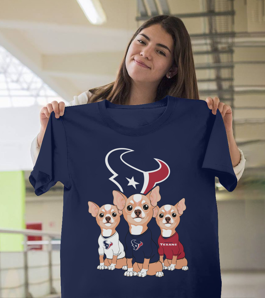 Houston Texans Chihuahua Trio Fan T-Shirt