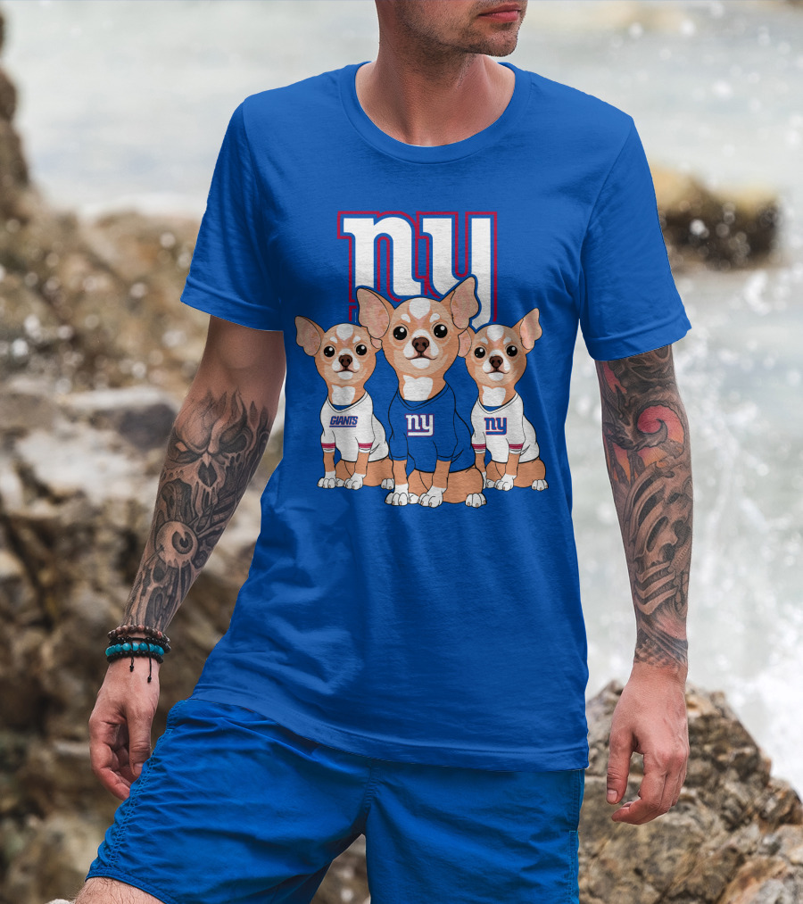 New York Giants Chihuahua Trio T-Shirt