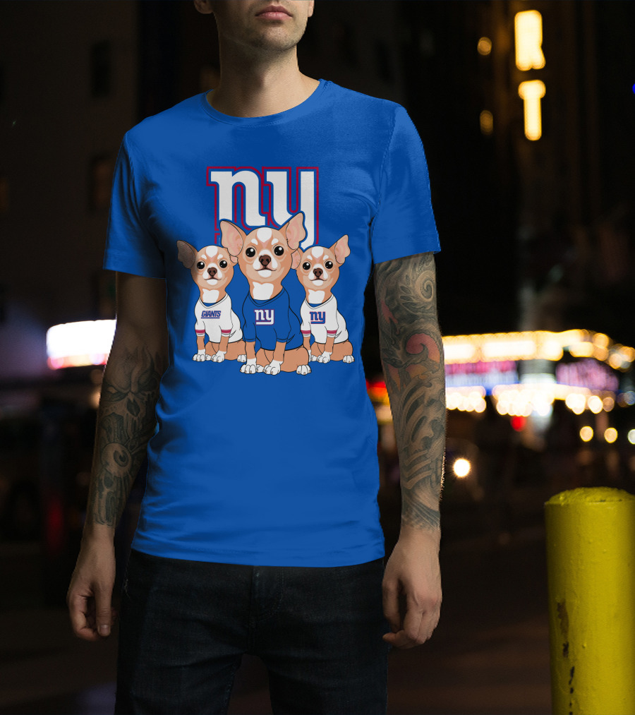 New York Giants Chihuahua Trio T-Shirt