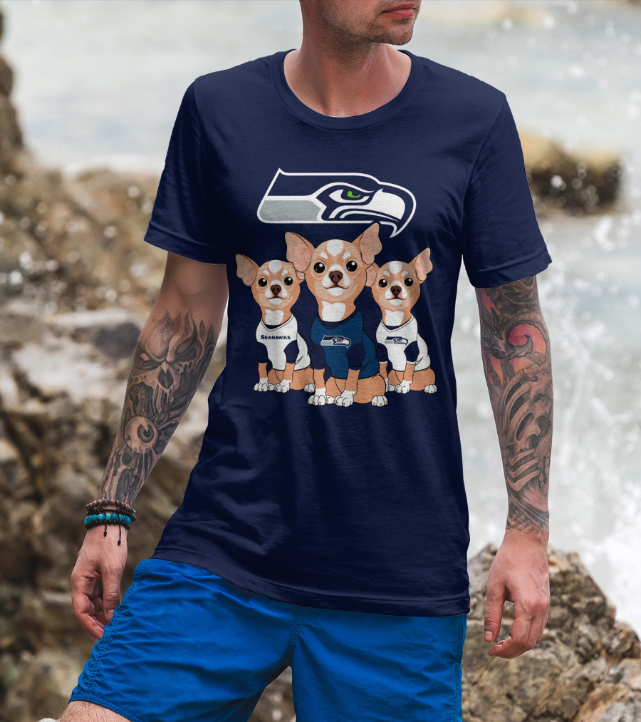 Seahawks Chihuahua Trio T-Shirt