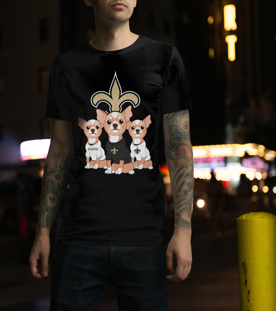  New Orleans Saints Chihuahua Trio T-Shirt
