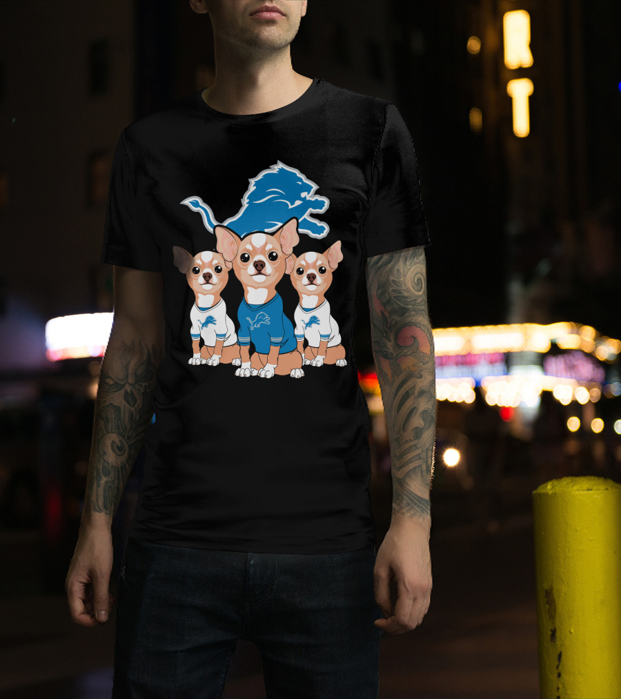 Detroit Lions Chihuahua Trio T-Shirt