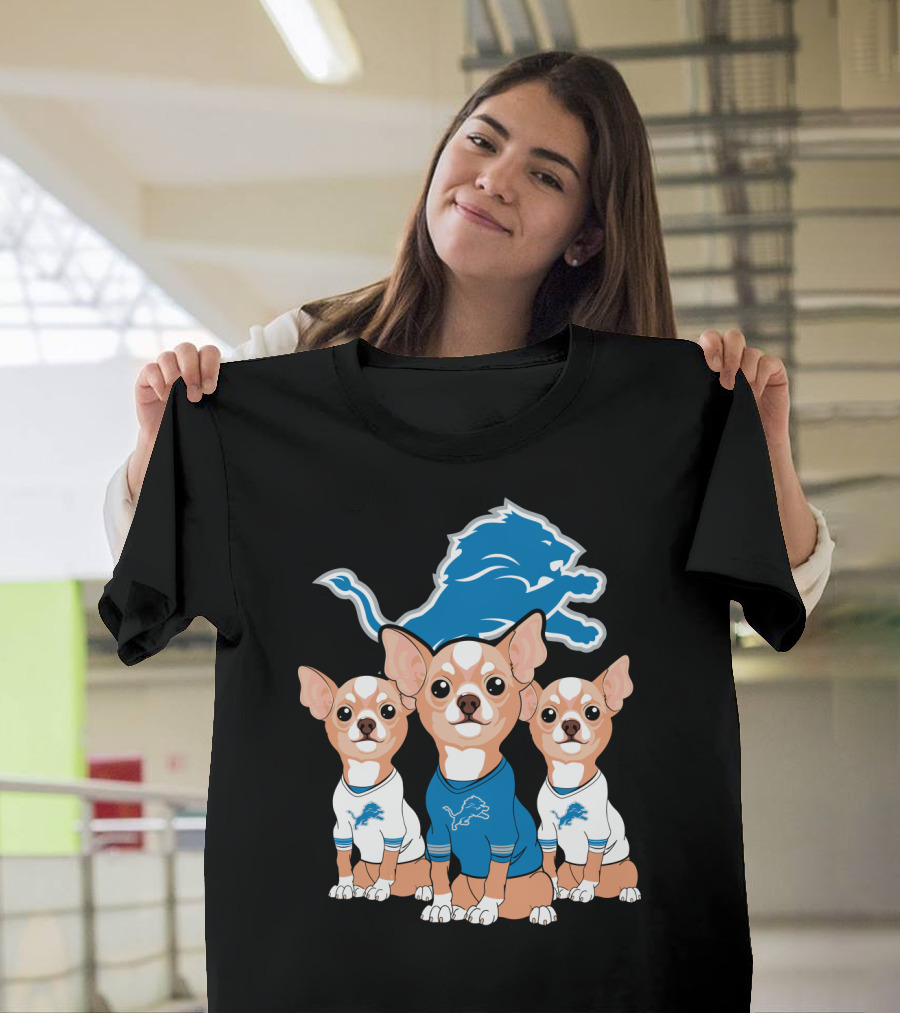 Detroit Lions Chihuahua Trio T-Shirt