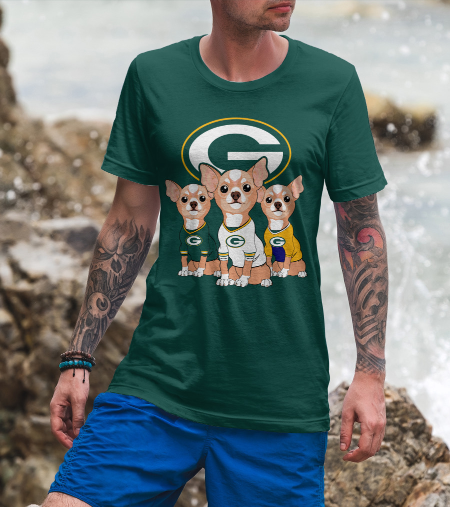 Green Bay Packers Chihuahua Trio T-Shirt