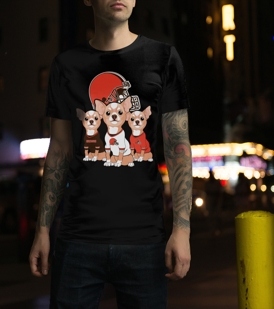 Browns Football Chihuahua Trio T-Shirt