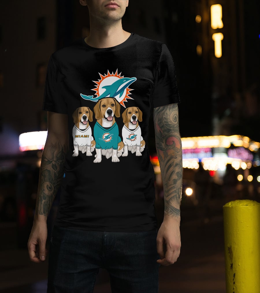Miami Dolphins Beagle Trio T-Shirt