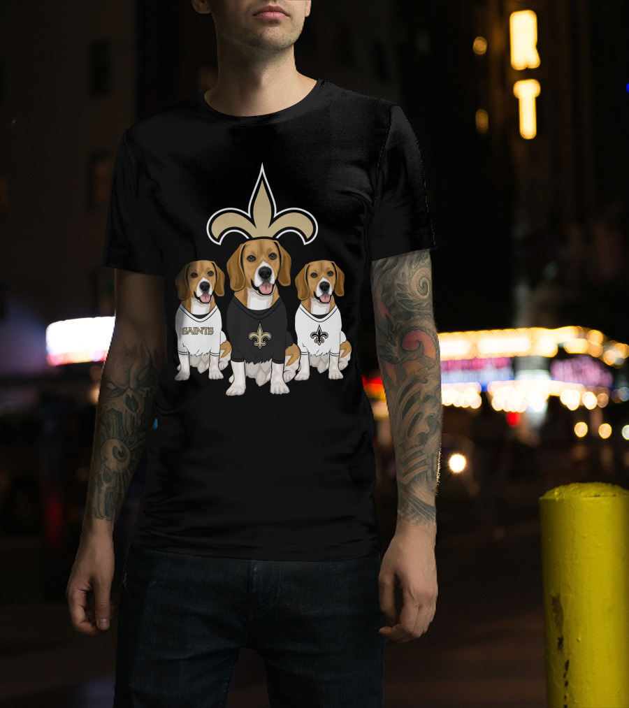 Saints Beagle Trio With Fleur-De-Lis T-Shirt