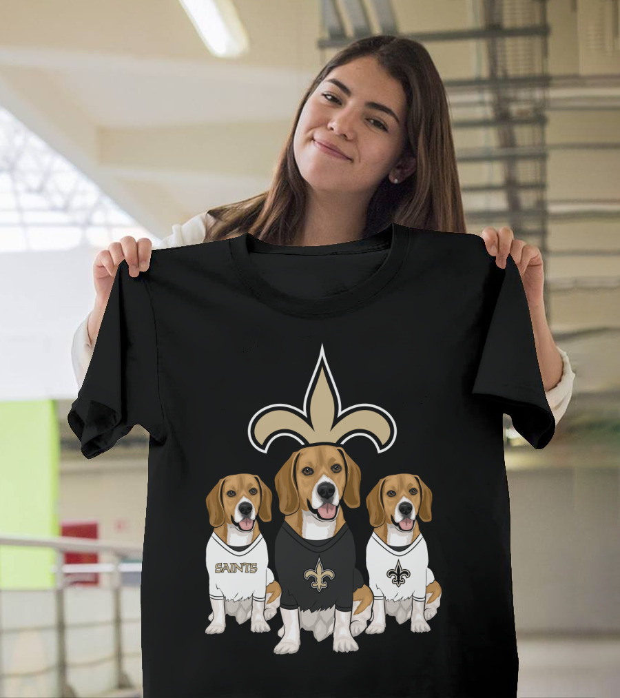 Saints Beagle Trio With Fleur-De-Lis T-Shirt