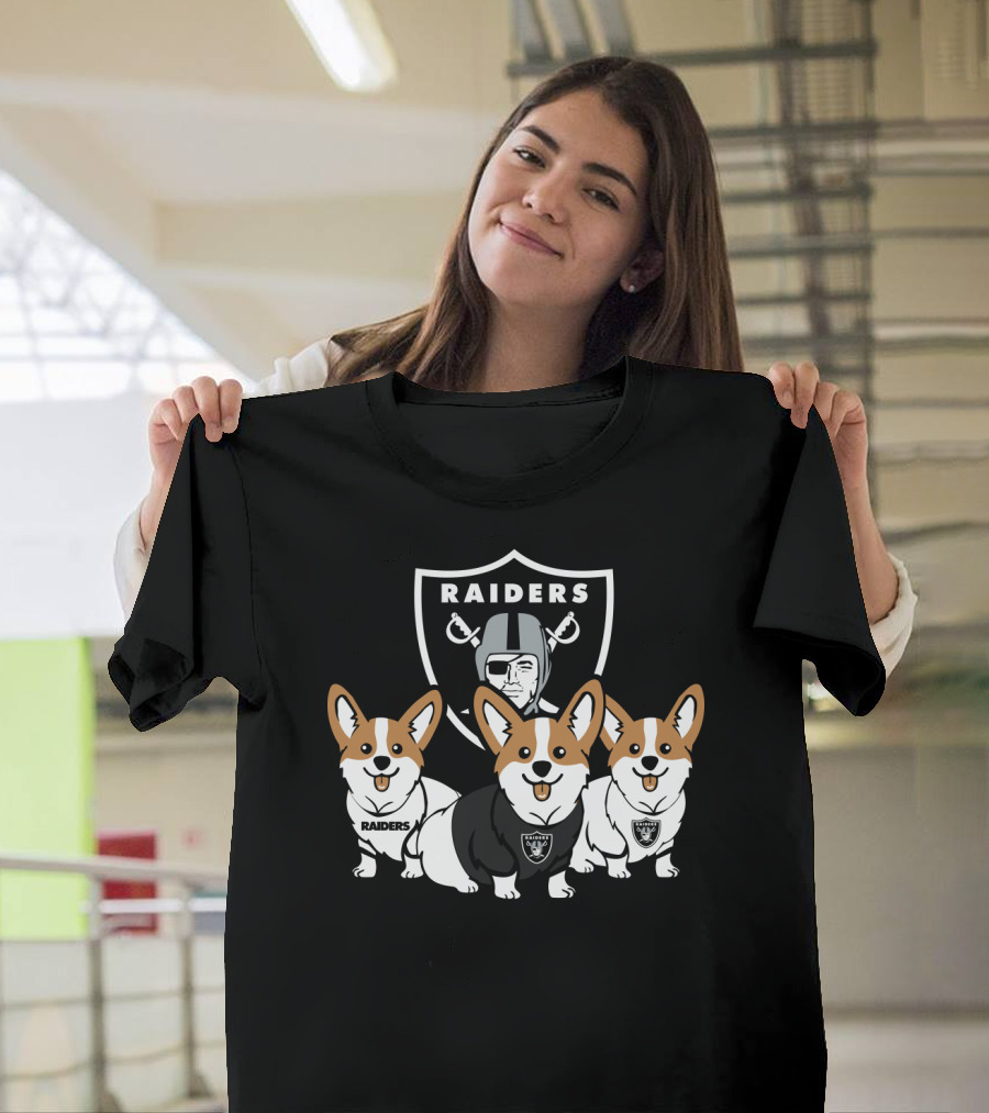 Las Vegas Raiders Corgi Dog T-Shirt