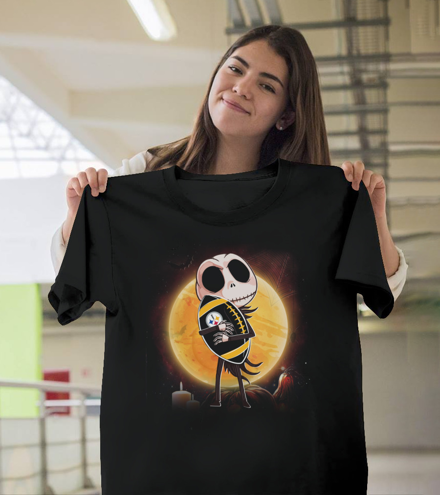 Halloween Moon Skeleton Football Fan T-Shirt