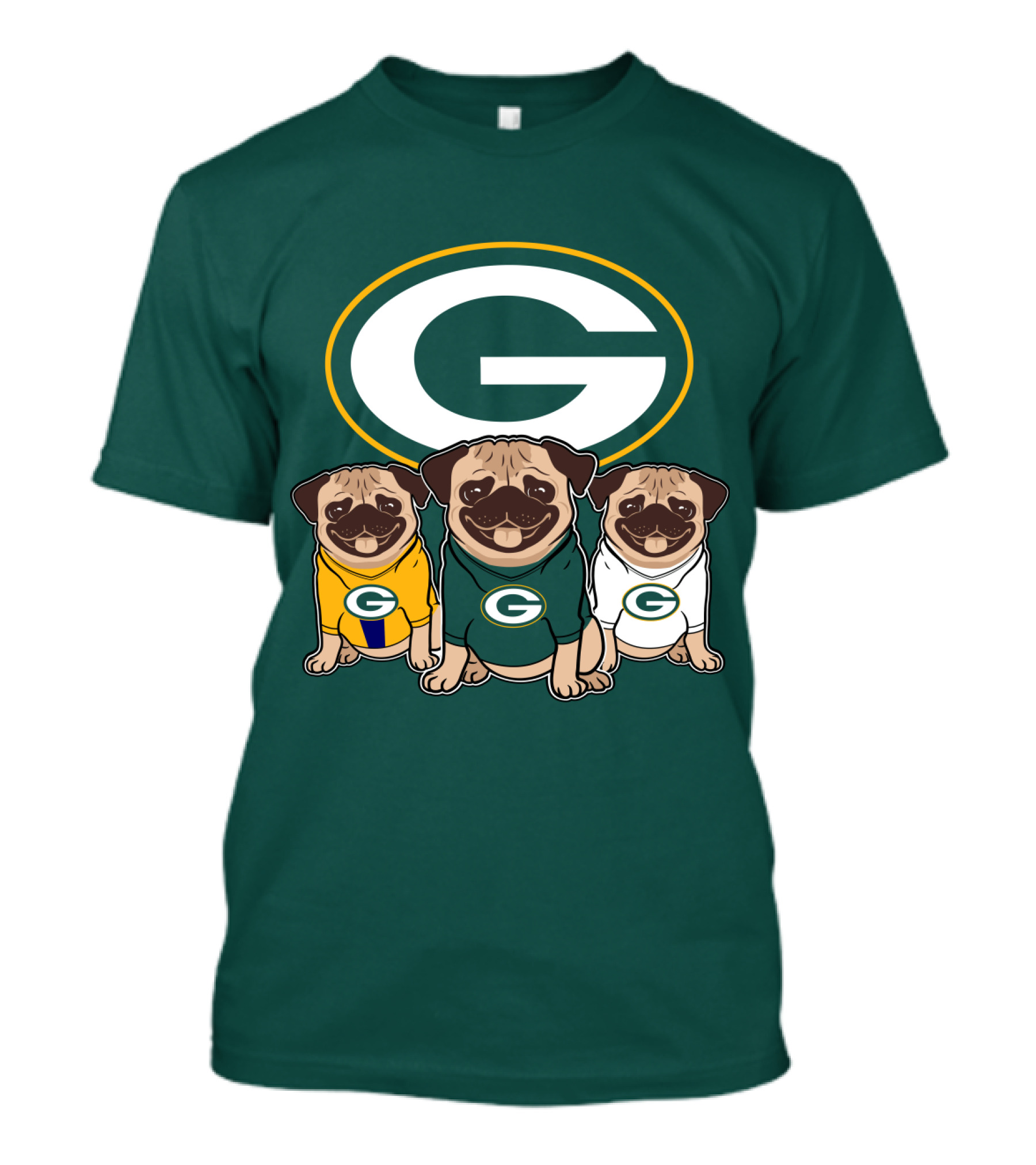 Green Bay Packers Pug Trio T-Shirt