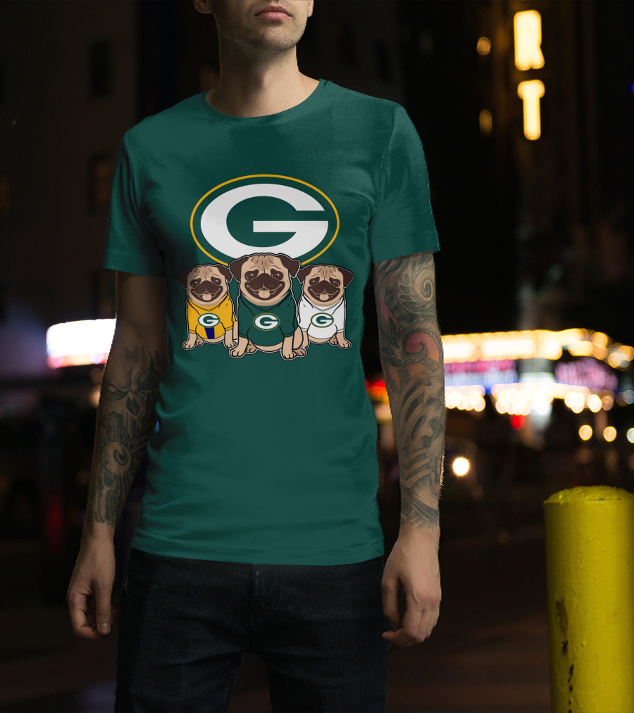 Green Bay Packers Pug Trio T-Shirt